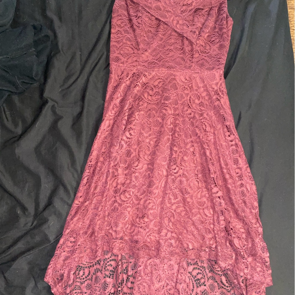 Used once for bridesmaid duty’s high low burgundy dress